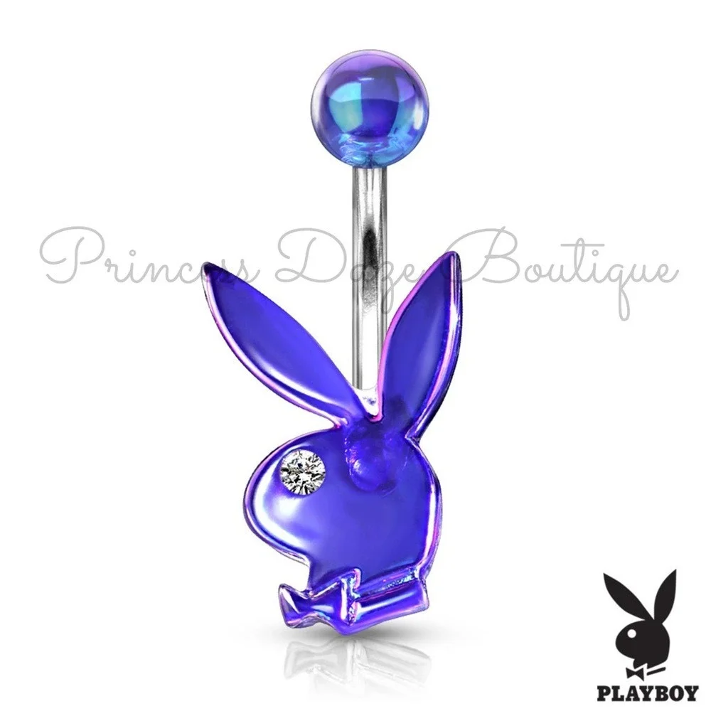 Blue Playboy Bunny Belly Button Ring